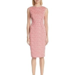 Lela Rose Polka Dot Stretch Jacquard Sheath Dress